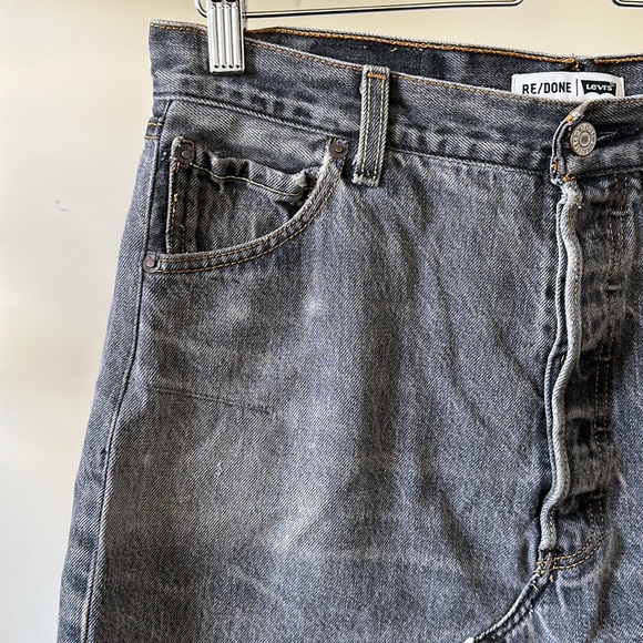 Re/Done | Skirts | New Redone Levis Distressed Raw Hem High Rise Button ...